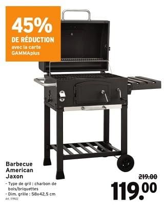 Promotions Barbecue american jaxon - Produit maison - Gamma - Valide de 15/05/2024 à 21/05/2024 chez Gamma