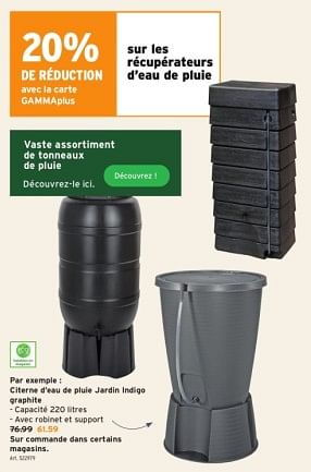 Promotions Citerne d`eau de pluie jardin indigo graphite - Jardin - Valide de 15/05/2024 à 21/05/2024 chez Gamma