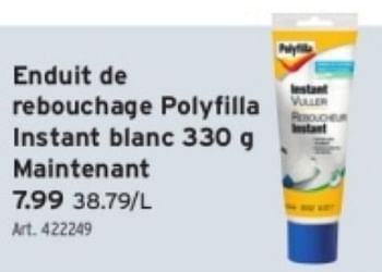 Promotions Enduit de rebouchage polyfilla instant blanc - Polyfilla - Valide de 15/05/2024 à 21/05/2024 chez Gamma