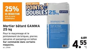 Promotions Mortier bâtard gamma - Produit maison - Gamma - Valide de 15/05/2024 à 21/05/2024 chez Gamma
