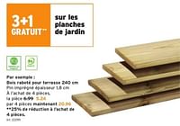 Promotions Planches de jardin bois raboté pour terrasse - Produit maison - Gamma - Valide de 15/05/2024 à 21/05/2024 chez Gamma