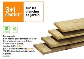 Promotions Planches de jardin bois raboté pour terrasse - Produit maison - Gamma - Valide de 15/05/2024 à 21/05/2024 chez Gamma