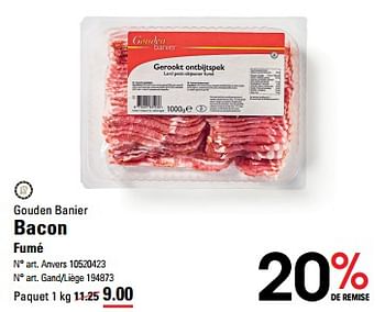 Promotions Bacon fumé - Gouden Banier - Valide de 16/05/2024 à 03/06/2024 chez Sligro