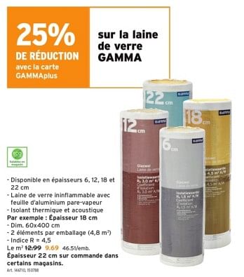 Promotions Sur la laine de verre gamma - Gamma - Valide de 15/05/2024 à 21/05/2024 chez Gamma