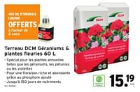 Promotions Terreau dcm géraniums + plantes fleuries - DCM - Valide de 15/05/2024 à 21/05/2024 chez Gamma
