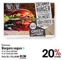 Promotions Burgers vegan - Greenway - Valide de 16/05/2024 à 03/06/2024 chez Sligro