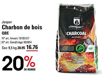 Promotions Charbon de bois qbe - Josper - Valide de 16/05/2024 à 03/06/2024 chez Sligro