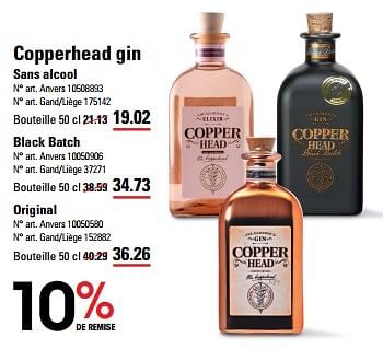 Promotions Copperhead gin sans alcool - Copperhead - Valide de 16/05/2024 à 03/06/2024 chez Sligro