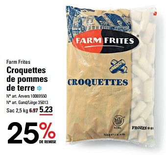 Promotions Croquettes de pommes de terre - FarmFrites - Valide de 16/05/2024 à 03/06/2024 chez Sligro