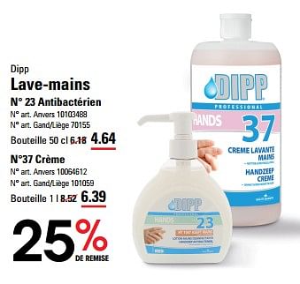Promotions Lave-mains n° 23 antibactérien - Dipp - Valide de 16/05/2024 à 03/06/2024 chez Sligro