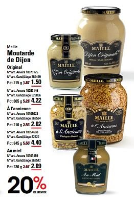 Promotions Moutarde de dijon original - Maille - Valide de 16/05/2024 à 03/06/2024 chez Sligro