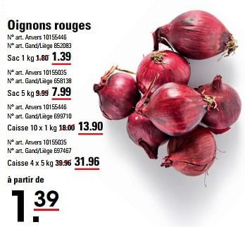 Promotions Oignons rouges - Produit Maison - Sligro - Valide de 16/05/2024 à 03/06/2024 chez Sligro