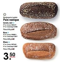 Promotions Pain rustique levain, noir - Boulangerie Lambèr - Valide de 16/05/2024 à 03/06/2024 chez Sligro