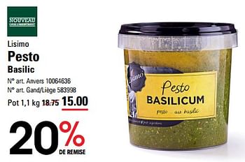 Promotions Pesto basilic - Lisimo - Valide de 16/05/2024 à 03/06/2024 chez Sligro