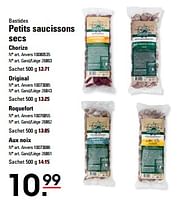 Promotions Petits saucissons secs chorizo - Bastides - Valide de 16/05/2024 à 03/06/2024 chez Sligro