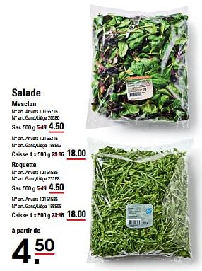 Promotions Salade mesclun - Produit Maison - Sligro - Valide de 16/05/2024 à 03/06/2024 chez Sligro