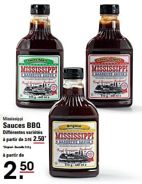 Promotions Sauces bbq - Mississippi - Valide de 16/05/2024 à 03/06/2024 chez Sligro