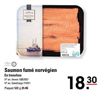 Promotions Saumon fumé norvégien - Smit Vis - Valide de 16/05/2024 à 03/06/2024 chez Sligro
