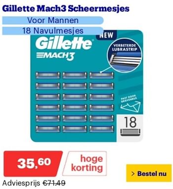 Promoties Gillette mach3 scheermesjes - Gillette - Geldig van 14/05/2024 tot 19/05/2024 bij Bol.com