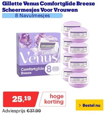 Promoties Gillette venus comfortglide breeze scheermesjes voor vrouwen - Gillette - Geldig van 14/05/2024 tot 19/05/2024 bij Bol.com