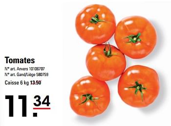 Promotions Tomates - Produit Maison - Sligro - Valide de 16/05/2024 à 03/06/2024 chez Sligro