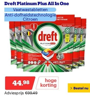 Promoties Dreft platinum plus allin one vaatwastabletten - Dreft - Geldig van 14/05/2024 tot 19/05/2024 bij Bol.com