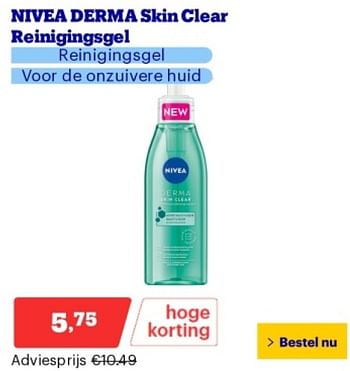 Promoties Nivea derma skin clear reinigingsgel - Nivea - Geldig van 14/05/2024 tot 19/05/2024 bij Bol.com