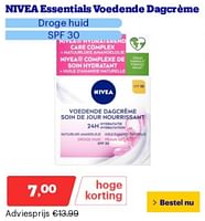 Promoties Nivea essentials voedende dagcréme - Nivea - Geldig van 14/05/2024 tot 19/05/2024 bij Bol.com