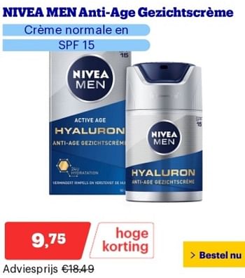 Promoties Nivea men anti-age gezichtscrème - Nivea - Geldig van 14/05/2024 tot 19/05/2024 bij Bol.com