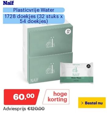 Promoties Naif plasticvrije water 1728 doekjes - Naif - Geldig van 14/05/2024 tot 19/05/2024 bij Bol.com