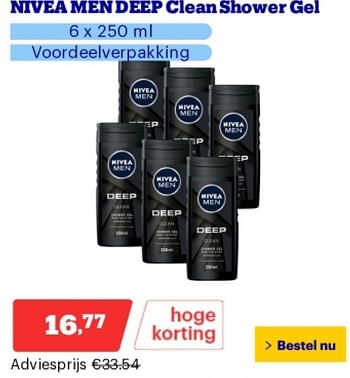 Promoties Nivea men deep clean shower gel - Nivea - Geldig van 14/05/2024 tot 19/05/2024 bij Bol.com