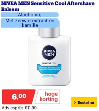 Promoties Nivea men sensitive coolaftershave balsem - Nivea - Geldig van 14/05/2024 tot 19/05/2024 bij Bol.com
