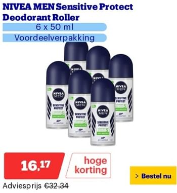 Promoties Nivea men sensitive protect deodorant roller - Nivea - Geldig van 14/05/2024 tot 19/05/2024 bij Bol.com