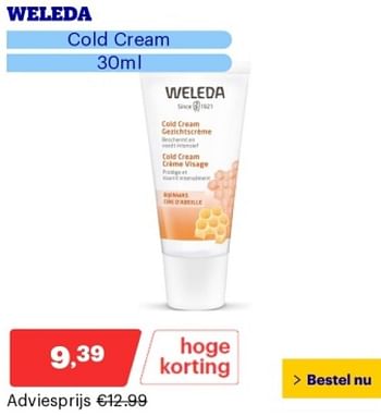 Promoties Weleda cold cream - Weleda - Geldig van 14/05/2024 tot 19/05/2024 bij Bol.com