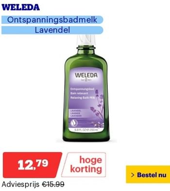 Promoties Weleda ontspanningsbadmelk lavendel - Weleda - Geldig van 14/05/2024 tot 19/05/2024 bij Bol.com