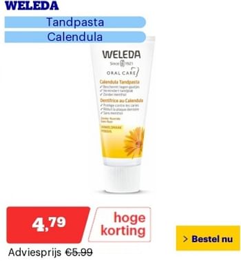 Promoties Weleda tandpasta calendula - Weleda - Geldig van 14/05/2024 tot 19/05/2024 bij Bol.com