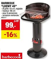 Promotions Barbecue loewy 45 - Barbecook - Valide de 15/05/2024 à 26/05/2024 chez Hubo