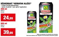 Promotions Désherbant herbatak allées - KB - Valide de 15/05/2024 à 26/05/2024 chez Hubo