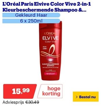 Promoties L`oréal paris elvive color vive 2-in-1 kleurbeschermende shampoo + - L'Oreal Paris - Geldig van 14/05/2024 tot 19/05/2024 bij Bol.com