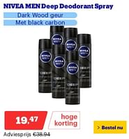 Promoties Nivea men deep deodorant spray - Nivea - Geldig van 14/05/2024 tot 19/05/2024 bij Bol.com