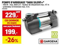 Promotions Gardena pompe d’arrosage 5600 silent+ - Gardena - Valide de 15/05/2024 à 26/05/2024 chez Hubo