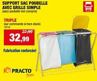 Promotions Support sac poubelle avec grille triple - Practo Garden - Valide de 15/05/2024 à 26/05/2024 chez Hubo