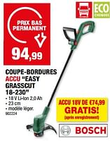 Promotions Bosch coupe-bordures accu easy grasscut 18-230 - Bosch - Valide de 15/05/2024 à 26/05/2024 chez Hubo