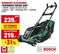 Promotions Bosch tondeuse électrique advanced rotak 690 - Bosch - Valide de 15/05/2024 à 26/05/2024 chez Hubo
