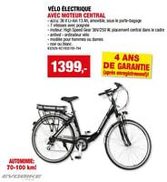 Promotions Vélo électrique avec moteur central - Evobike - Valide de 15/05/2024 à 26/05/2024 chez Hubo
