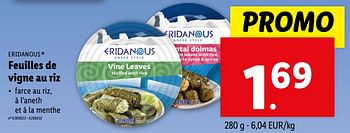Promotions Feuilles de vigne au riz - Eridanous - Valide de 22/05/2024 à 28/05/2024 chez Lidl