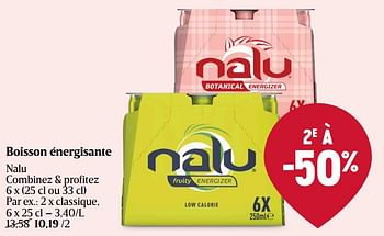 Promotions Boisson énergisante nalu classique - Nalu - Valide de 16/05/2024 à 22/05/2024 chez Delhaize