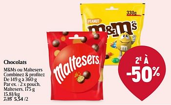 Promotions Chocolats pouch, maltesers - Maltesers - Valide de 16/05/2024 à 22/05/2024 chez Delhaize