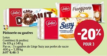 Promotions Gaufres de liège suzy aux perles de sucre - Lotus Bakeries - Valide de 16/05/2024 à 22/05/2024 chez Delhaize