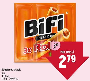 Promotions Saucisses snack bifi - Bifi - Valide de 16/05/2024 à 22/05/2024 chez Delhaize